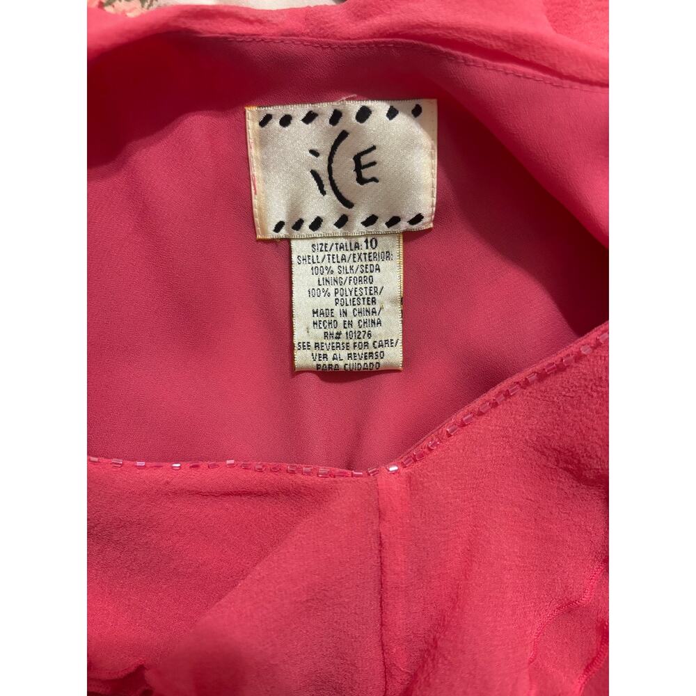 Vintage Pink Ice Rosette Asymmetrical Silk Dress - Picture 7 of 7